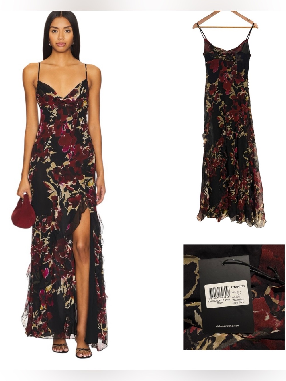 NICHOLAS Kamila Ruffle Cowl Gown